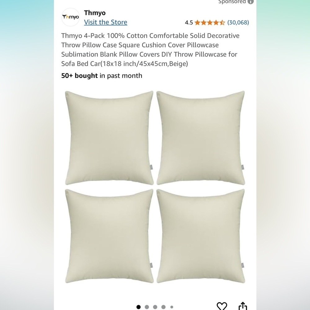 Thmyo Beige Throw Pillow Covers 4-Pack